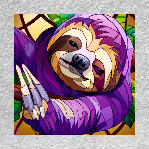 Purple Sloth in Stained Glass by Star Scrunch